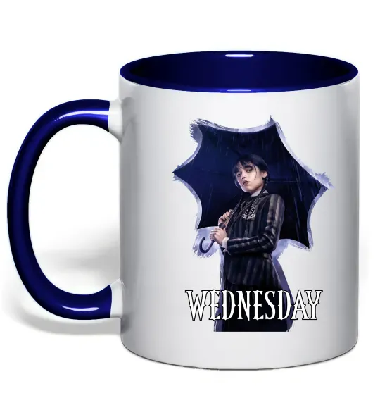 Чашка с цветной ручкой Wednesday poster Глубокий темно-синий фото