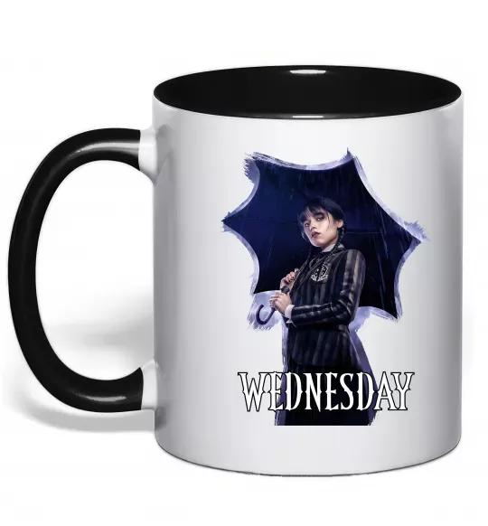 Чашка с цветной ручкой Wednesday poster Черный фото