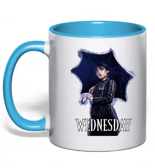 Чашка с цветной ручкой Wednesday poster Голубой фото