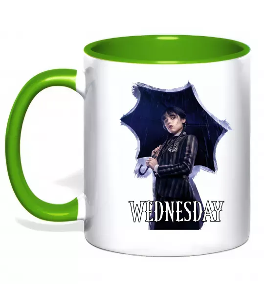 Чашка с цветной ручкой Wednesday poster Зеленый фото