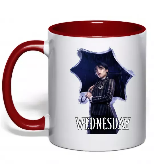 Чашка с цветной ручкой Wednesday poster Красный фото