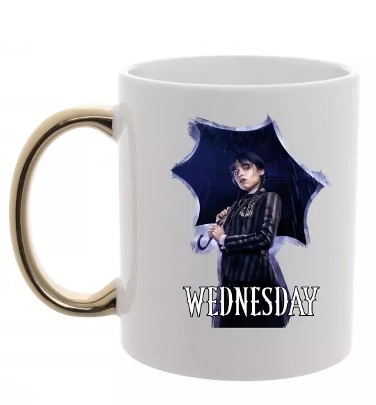 Чашка с цветной ручкой Wednesday poster Золото фото