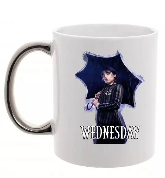 Чашка с цветной ручкой Wednesday poster Серебро фото