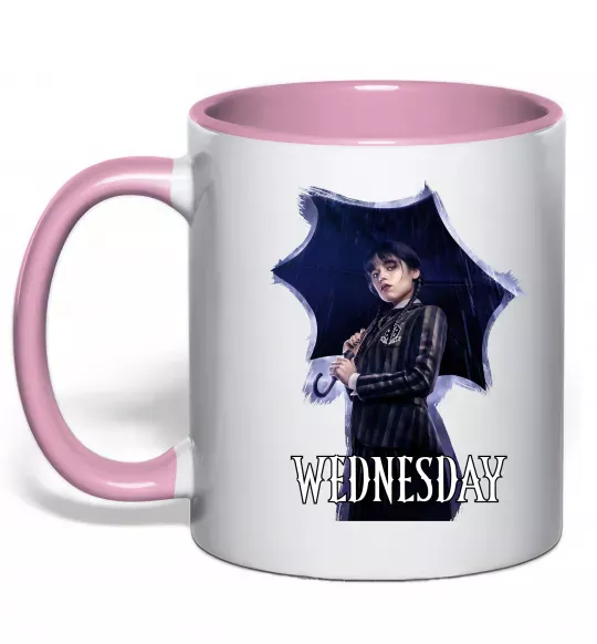 Чашка с цветной ручкой Wednesday poster Нежно розовый фото