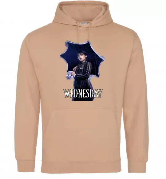 Мужская толстовка (худи) Wednesday poster Песочный фото