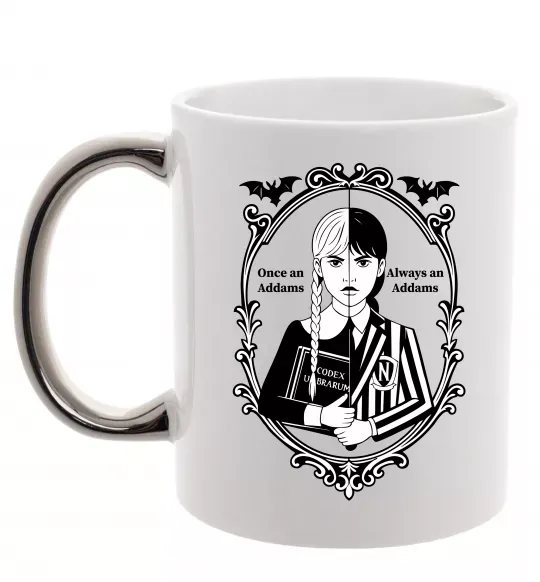 Чашка с цветной ручкой Wednesday once an Addams always an Addams Серебро фото