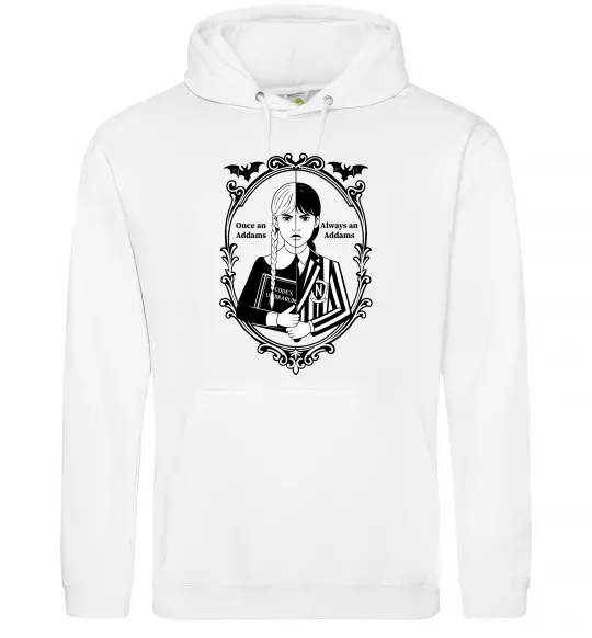 Мужская толстовка (худи) Wednesday once an Addams always an Addams Белый фото