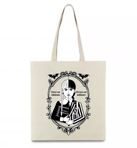 Еко-сумка Wednesday once an Addams always an Addams Бежевий фото