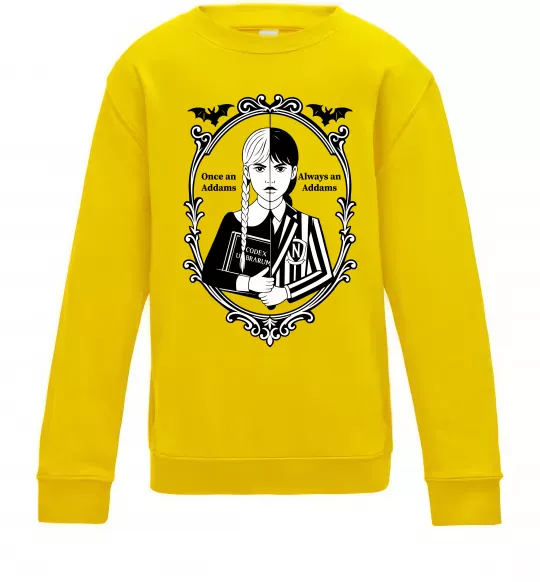 Дитячий світшот Wednesday once an Addams always an Addams Сонячно жовтий фото