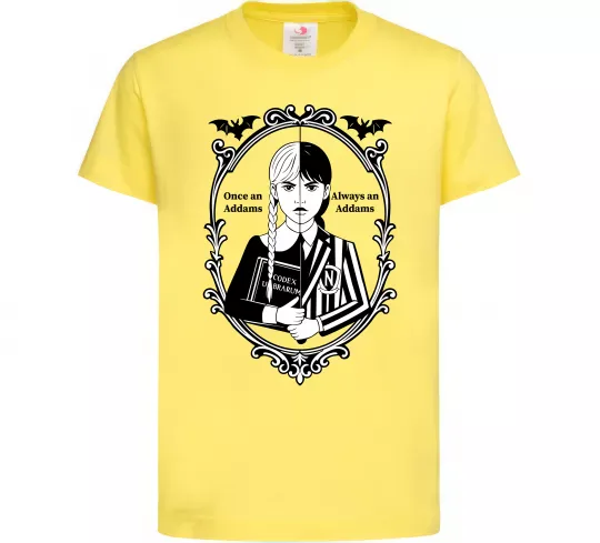 Детская футболка Wednesday once an Addams always an Addams Лимонный фото