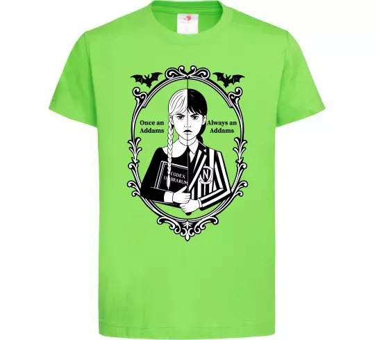 Детская футболка Wednesday once an Addams always an Addams Лаймовый фото