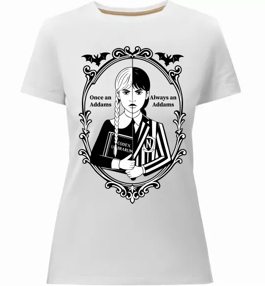 Женская премиум футболка Wednesday once an Addams always an Addams Белый фото