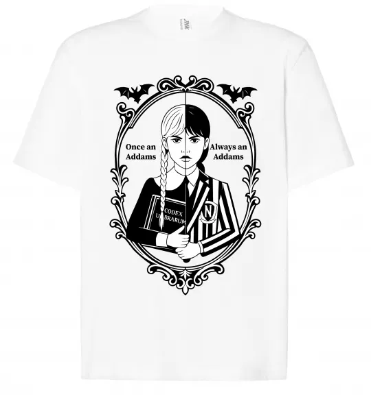 Футболка Оверсайз Wednesday once an Addams always an Addams Білий фото