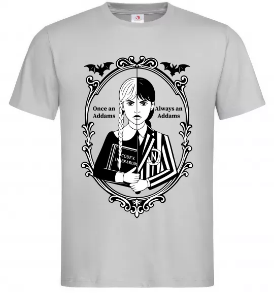 Чоловіча футболка Wednesday once an Addams always an Addams Сірий фото