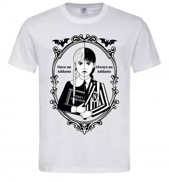 Чоловіча футболка Wednesday once an Addams always an Addams Білий фото