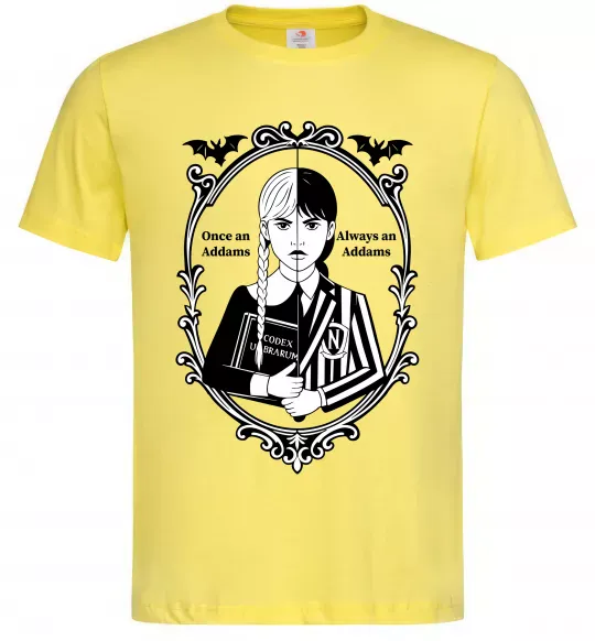 Чоловіча футболка Wednesday once an Addams always an Addams Лимонний фото