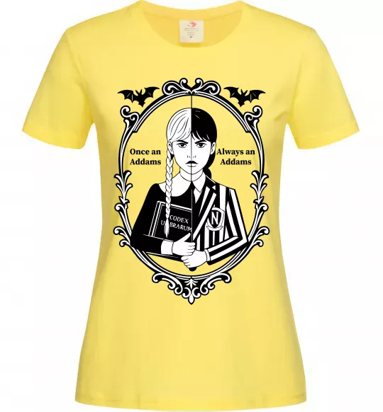 Женская футболка Wednesday once an Addams always an Addams Лимонный фото