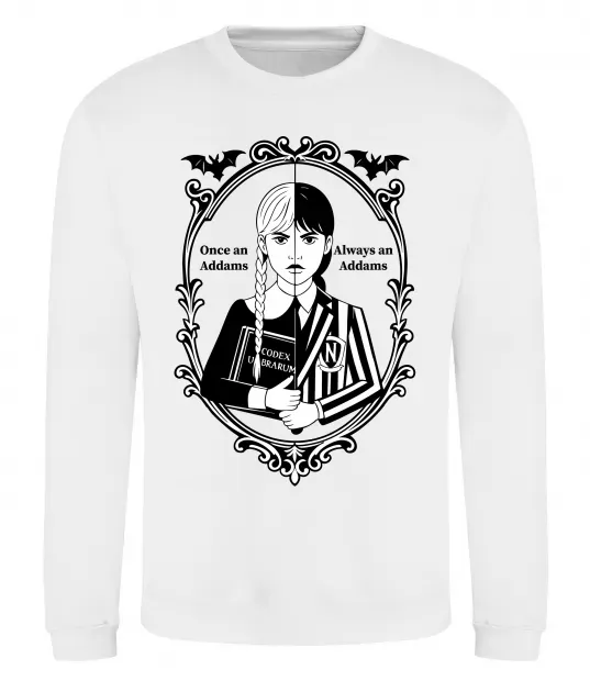 Світшот Wednesday once an Addams always an Addams Білий фото