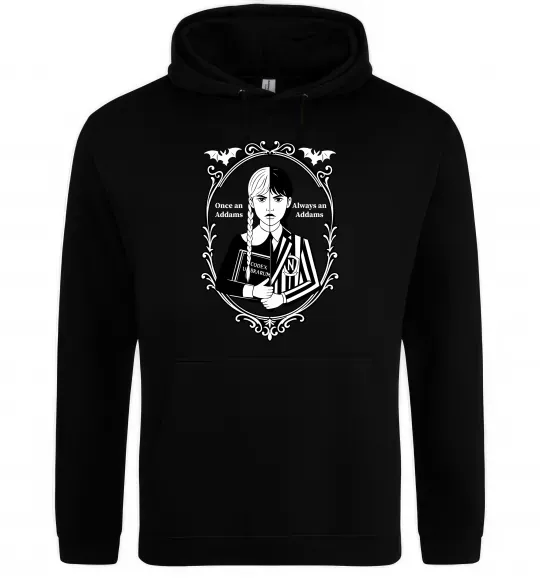 Мужская толстовка (худи) Wednesday once an Addams always an Addams Черный фото