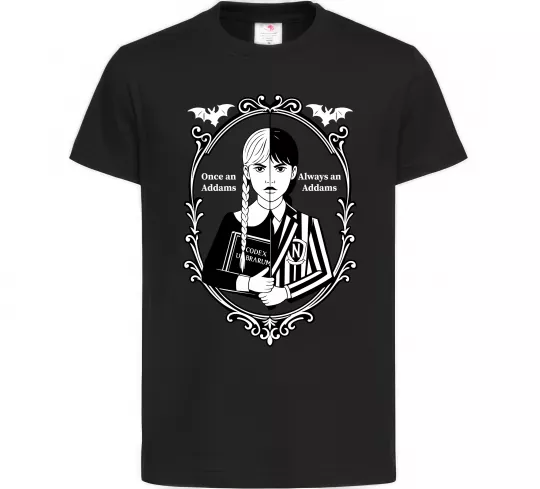 Детская футболка Wednesday once an Addams always an Addams Черный фото