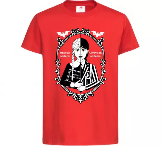 Детская футболка Wednesday once an Addams always an Addams Красный фото