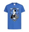 Дитяча футболка Wednesday once an Addams always an Addams Яскраво-синій фото