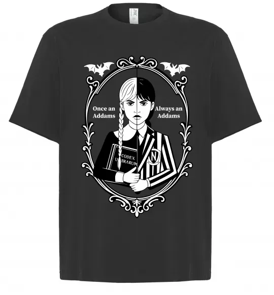 Футболка Оверсайз Wednesday once an Addams always an Addams Чорний фото
