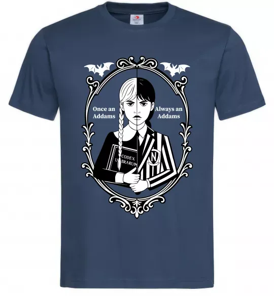Чоловіча футболка Wednesday once an Addams always an Addams Темно-синій фото