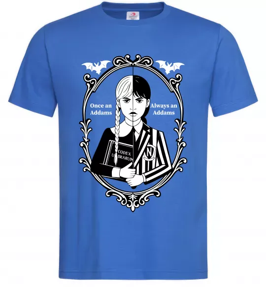 Чоловіча футболка Wednesday once an Addams always an Addams Яскраво-синій фото