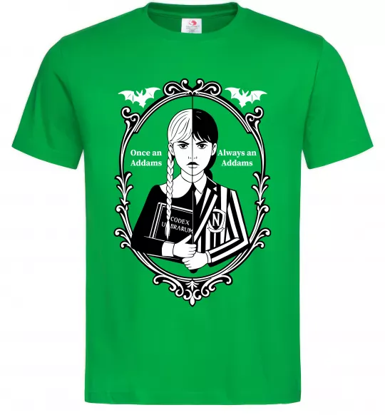 Чоловіча футболка Wednesday once an Addams always an Addams Зелений фото