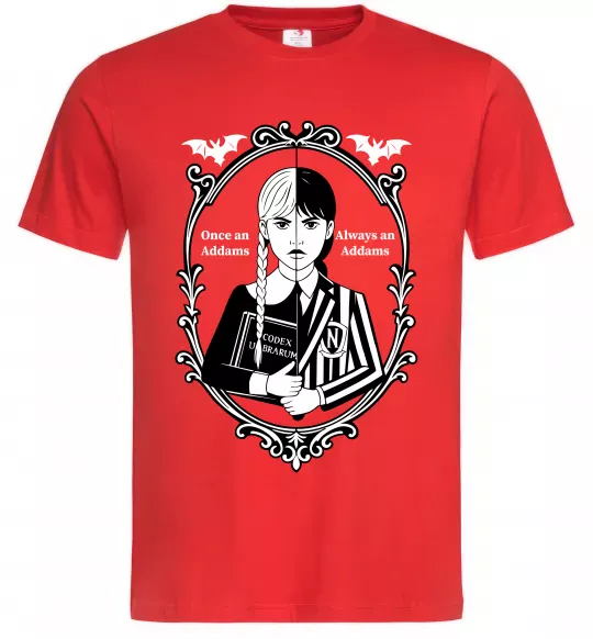 Чоловіча футболка Wednesday once an Addams always an Addams Червоний фото