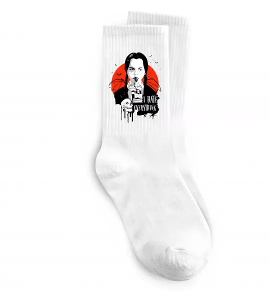 Шкарпетки Wednesday I hate everything Білий фото