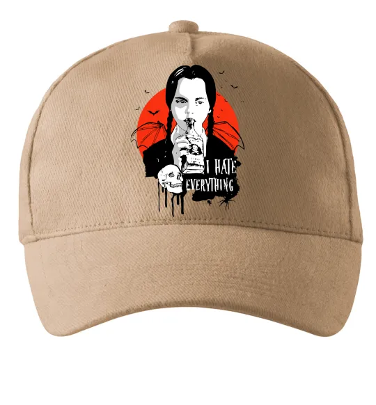 Кепка Wednesday I hate everything Песочный фото
