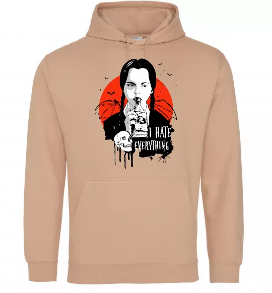 Чоловіча толстовка (худі) Wednesday I hate everything Пісочний фото