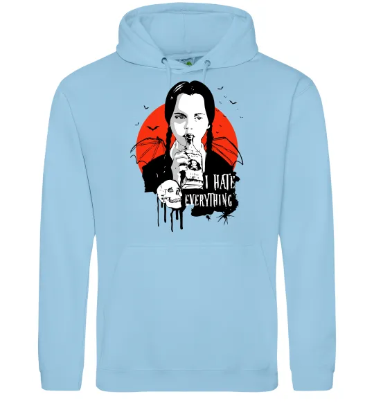 Чоловіча толстовка (худі) Wednesday I hate everything Блакитний фото