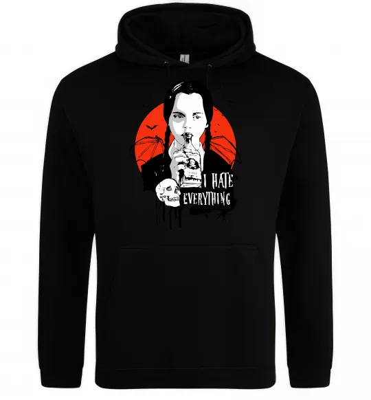 Женская толстовка (худи) Wednesday I hate everything Черный фото