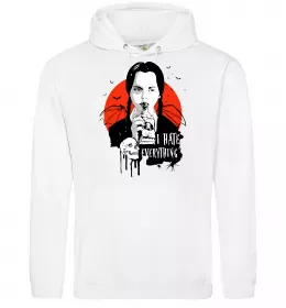 Женская толстовка (худи) Wednesday I hate everything Белый фото