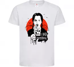 Дитяча футболка Wednesday I hate everything Білий фото