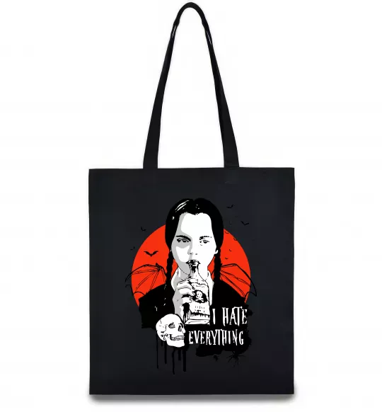 Эко-сумка Wednesday I hate everything Черный фото