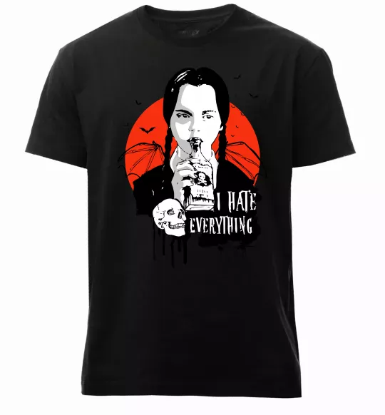 Мужская премиум футболка Wednesday I hate everything Черный фото