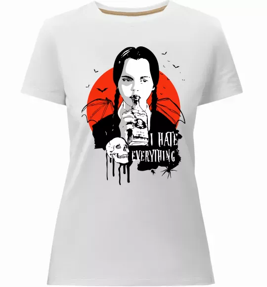 Женская премиум футболка Wednesday I hate everything Белый фото
