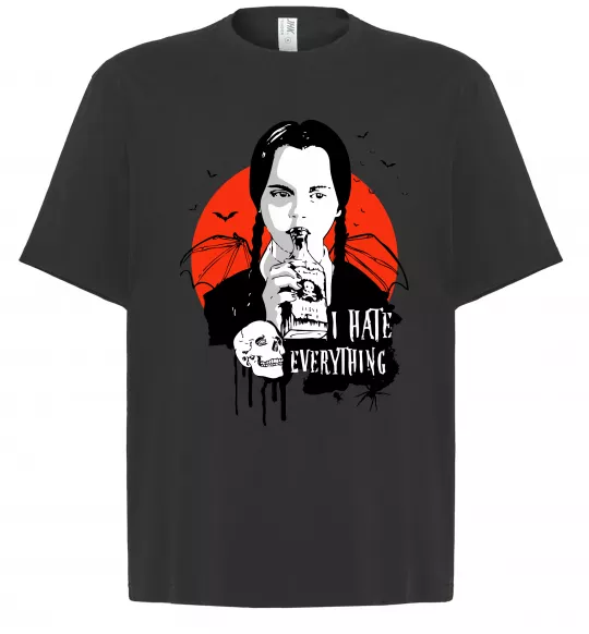 Футболка Оверсайз Wednesday I hate everything Чорний фото