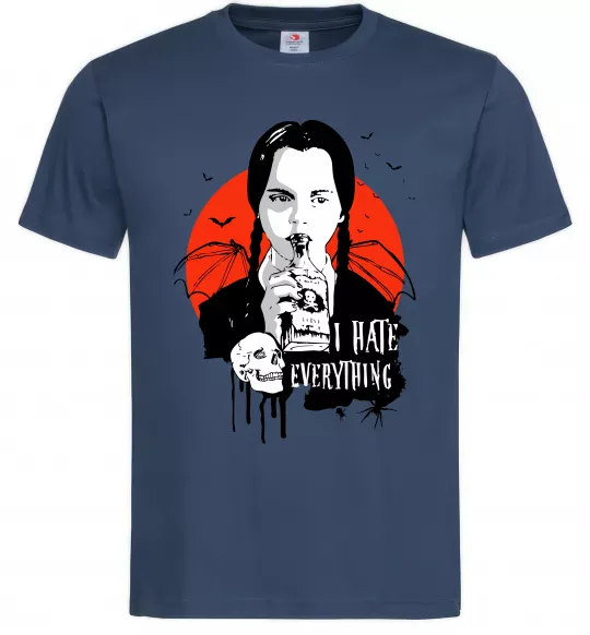 Чоловіча футболка Wednesday I hate everything Темно-синій фото