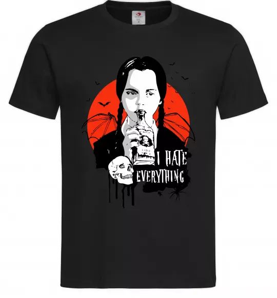 Чоловіча футболка Wednesday I hate everything Чорний фото