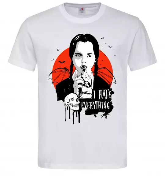 Чоловіча футболка Wednesday I hate everything Білий фото