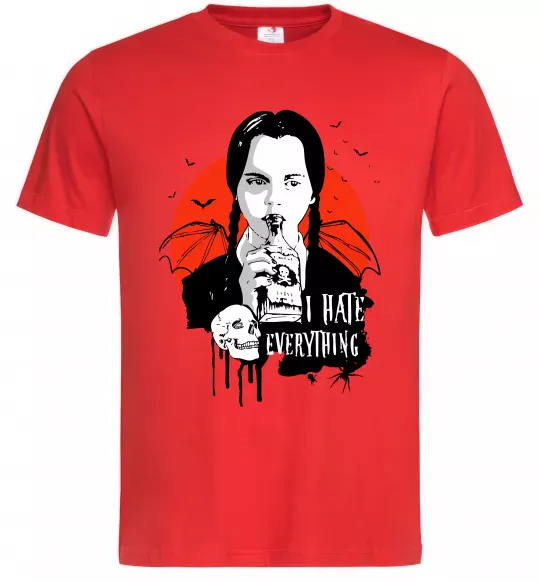 Чоловіча футболка Wednesday I hate everything Червоний фото