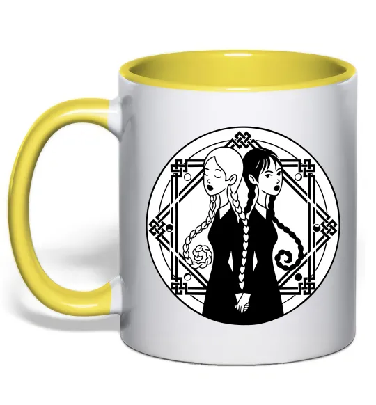 Чашка с цветной ручкой Wednesday Enid Лимонный фото