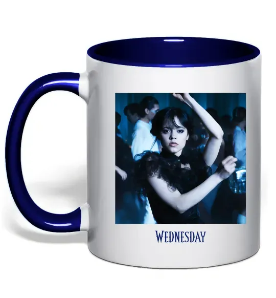 Чашка з кольоровою ручкою Wednesday dance Глибокий темно-синій фото