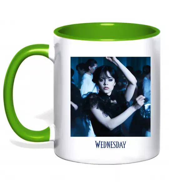 Чашка з кольоровою ручкою Wednesday dance Зелений фото