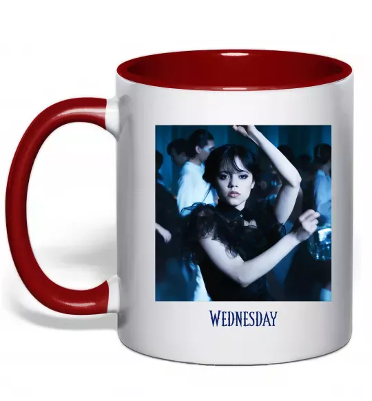 Чашка з кольоровою ручкою Wednesday dance Червоний фото